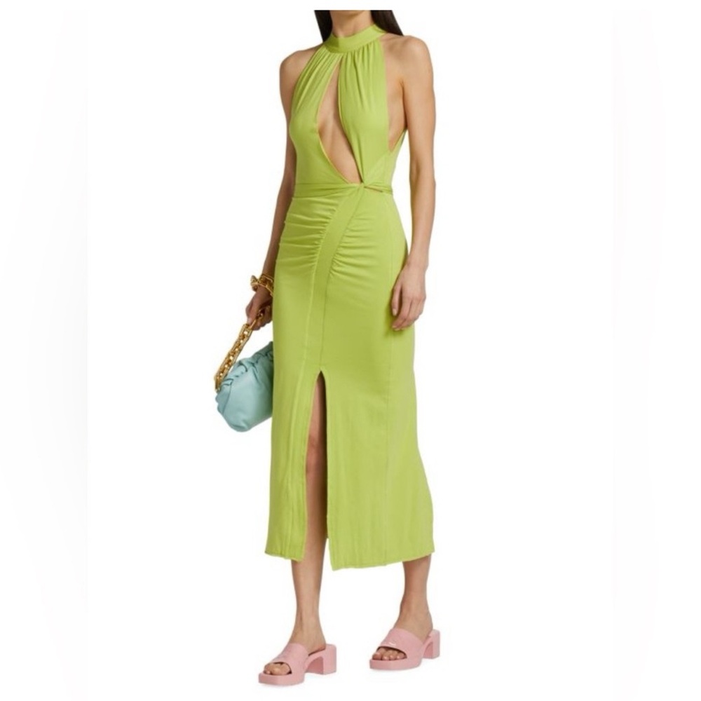 ROTATE Merle Lime Halter Cutout Midi Dress | NWT | Size 8 | $240 Retail